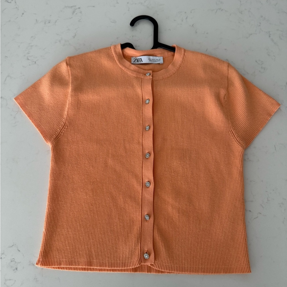 Zara Orange Short Sleeve Cardigan